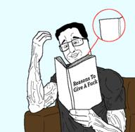 book chud glasses holding_book holding_object meta:tagme muscles muscular_male soyjak subvariant:chud_reading text unbothered variant:chudjak // 528x516 // 34.7KB