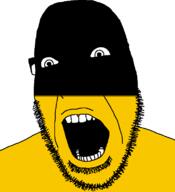 Baden-Württemberg angry flag flag:baden-württemberg full_head germany glasses hair looking_to_the_right open_mouth soyjak stubble teeth variant:cobson // 721x789 // 16.4KB