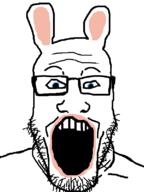 blue_eyes glasses nintendo rabbid rabbids rabbit rayman rayman_raving_rabbids variant:markiplier_soyjak video_game // 600x800 // 17.9KB