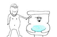 2soyjaks crying flush full_body open_mouth smile stubble teeth toilet variant:cryboy_soyjak variant:gapejak water // 1238x800 // 74.4KB