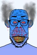 angry bad_teeth beard blood blood_drip blood_from_ears blood_from_eyes blood_from_mouth blood_on_face blood_splatter blood_spray bloodshot_eyes blue blue_skin calm ear eyebrows full_head fume glasses gradient grin lips looking_at_you open_mouth rage rotten_teeth seething smoke stubble subvariant:chudplier subvariant:redrawn_chudplier subvariant:redrawn_plier teeth teeth_showing transparent transparent_background variant:chudjak variant:markiplier_soyjak vein wrinkles yellow_teeth // 900x1364 // 584.6KB