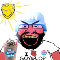 2soyjaks acne badge goyslop i_love ice_cream open_mouth outside pronouns red_skin subvariant:science_lover sun tranny united_nations variant:impish_soyak_ears variant:markiplier_soyjak yellow_teeth // 2048x2048 // 2.0MB