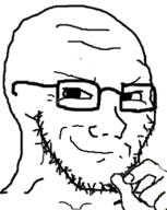 closed_mouth glasses hand smug soyjak stubble variant:soyak // 253x318 // 43.5KB