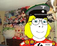 anime aryan autism award badge flag nazi_flag nazism soyjak subvariant:female_cobson touhou variant:cobson video_game yellow_hair // 684x559 // 527.3KB