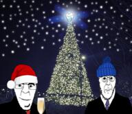artist:nathaniel_higson christmas christmas_tree clothes drink gem hat irl lights night park santa_hat stars tree tuxedo variant:cobbert variant:godjak variant:impish_soyak_ears winter // 3015x2600 // 9.1MB