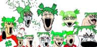 4chan anime bloodshot_eyes crazed crying full_body glasses green_hair hair hand hands_up large_eyes multiple_soyjaks mustache open_mouth soyjak stretched_mouth stubble subvariant:soyak_(crazed) subvariant:wewjak tongue variant:a24_slowburn_soyjak variant:cryboy_soyjak variant:et variant:gapejak variant:markiplier_soyjak variant:snoojak variant:soyak white_skin yotsoyba // 4584x2237 // 3.3MB
