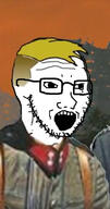 blond glasses irl murdoch_murdoch nazism open_mouth soyjak stubble trend:aryan variant:soyak // 630x1200 // 322.6KB