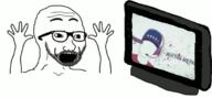 anhero animated arm baseball_cap blown_brains glasses gun mister_metokur open_mouth soyjak stubble variant:excited_soyjak // 680x315 // 89.8KB