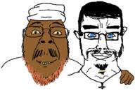 2soyjaks beard blue_eyes brown_skin glasses hammer heathenry islam mustache paganism smile soyjak turban variant:bernd variant:chudjak white_skin yellow_sclera // 1200x805 // 54.8KB