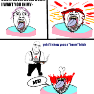 ack animated artist:headsup boom clothes comic explosion ext=gif kill meta:cobmic murder overralls shotgun tranny troon variant:bernd variant:cobson vengaboys // 1163x1274 // 98.8KB