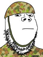 camouflage closed_mouth clothes combat_helmet hat helmet military neutral soldier soyjak stubble text variant:gapejak // 600x800 // 204.7KB