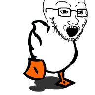 animal animated duck full_body glasses leg open_mouth series:animaljaks soyjak stubble variant:soyak // 735x1078 // 430.4KB