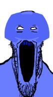 blue_skin blue_teeth discord glasses logo open_mouth soyjak stretched_mouth stubble variant:markiplier_soyjak white_eyes // 495x898 // 15.8KB