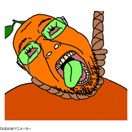 anti_froot froot glasses green_glasses hanging open_mouth orange_skin variant:bernd white_background // 400x374 // 680.8KB