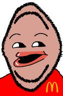 amerimutt impish lips mcdonalds mutt open_mouth pog red_shirt subvariant:pogjak suprised variant:ishish_soyak_ears white_eyes // 570x872 // 26.9KB