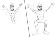 2soyjaks attacks_you closed_mouth full_body glasses mustache smile soyjak stubble tongue variant:a24_slowburn_soyjak // 1080x720 // 188.5KB