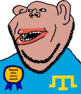 award brown_skin clothes crimea crimean_tatar ear flag flag:crimean_tatar hair lips mutt open_mouth soyjak stubble subvariant:impish_amerimutt tartar_sauce teeth text variant:impish_soyak_ears // 685x793 // 28.7KB