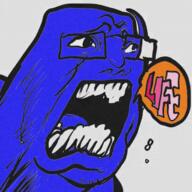 animated berryboy glasses open_mouth soyjak stubble text variant:unknown // 480x480 // 1.3MB