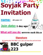 bbc big_lips black_skin gem invite jake jakparty_soy soyjak_party variant:bernd variant:soyak // 682x865 // 93.6KB