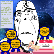 anime antitheism antitheist atheism atheistcuck athiesm award biting_lip hello_my_name_is_(sticker) lolicuck lolifag lolipedo lolitranny map_(pedophile) map_pride name_tag nazism obsessed_faggot pedofag pedophile quote quotes retard retarded_faggot space space_background subvariant:hornyson swastika tattoo tranime_girl variant:cobson white_skin // 808x808 // 166.6KB