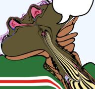 bloodshot_eyes brown_skin brown_troonjak crying flag:chechnya open_mouth rope series:coonfags soyjak speech_bubble_empty suicide tongue variant:bernd // 768x719 // 290.6KB