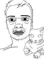animal cat closed_mouth ear glasses hair mustache soyjak stubble variant:unknown // 745x988 // 137.6KB