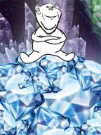 ai_generated cave crossed_arms diamond_cave full_body gem hand sitting smile soyjak stubble variant:impish_soyak_ears // 598x800 // 734.4KB