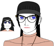 angry beanie black_hair blue_eyes concerned eye_bags female girl glasses long_hair necklace turtleneck variant:soytan white_background woman // 1416x1196 // 32.5KB