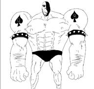 anime arm bbc biting_lip buff front_facing full_body glasses hand looking_at_you ominous one_piece pika_(one_piece) queen_of_spades stubble subvariant:hornyson variant:cobson warhammer // 720x680 // 176.3KB