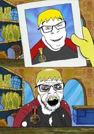 award badge balding bloodshot_eyes clothes hand holding_object medal nate old oldfag rust smile spongebob_squarepants text variant:feraljak wrinkles yellow_teeth // 3304x4712 // 12.5MB