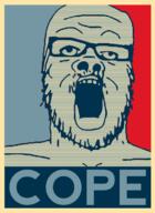 barack_obama cope glasses hope mustache open_mouth poster pun soyjak stubble text variant:a24_slowburn_soyjak // 1000x1376 // 64.0KB