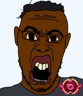 angry big_eyes big_lips black_skin buck_teeth clothes discord discord_nitro disgusted ear glasses grey_shirt hair nigger nitro nitro_ruby open_mouth ruby soyjak stubble transparent_background variant:halojak yellow_sclera yellow_teeth // 620x720 // 82.8KB