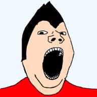 gape hair nikocado_avocado nose open_mouth red_shirt spiky_hair teeth variant:gapejak white_skin wojakland // 1153x1153 // 255.4KB