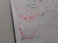 glasses internet_is_leaking irl oekaki redraw smile soyjak subvariant:wholesome_soyjak traditional_media variant:gapejak white_board // 1633x1224 // 89.6KB