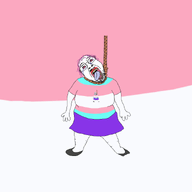 ack animated arm bloodshot_eyes clothes crying dead flag full_body glasses hair hand hanging leg mustache open_mouth purple_hair rope shoe skirt soyjak stick stubble suicide template tongue tranny tshirt variant:bernd yellow_teeth // 921x921 // 1.9MB