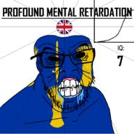 angry bald bell_curve black_eyes black_hole black_sclera british cheshire clenched_teeth closed_mouth country cracked_teeth drool ear england flag flag:cheshire flag:united_kingdom glasses hair iq iq_bell_curve mustache nightmare_fuel no_pupils profound_mental_retardation retard soyjak stubble sword text united_kingdom variant:feraljak wheat wrinkles // 1024x1024 // 143.7KB