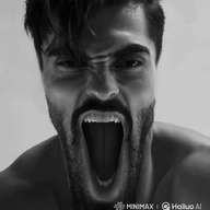 animated chewing closed_mouth ext=gif gigachad gray_skin grey_skin hair meta:ai_generated mexican_food muscular_male nas:gigachad open_mouth screaming subnas:gigayell taco // 720x784 // 10.2MB