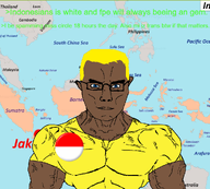 arrow aryan australia blue_eyes brown_skin country creator_(user) flag:indonesia greentext indonesia map meta:namefags muscles muscular_male philippines subvariant:muscular_chud text thailand trend:aryan variant:chudjak vein yellow_hair // 1001x900 // 608.5KB