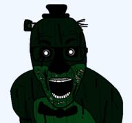 arm bear black_sclera bowtie clothes dark ear five_nights_at_freddy's five_nights_at_freddy's_3 glasses hallucination hat horror open_mouth phantom_freddy soyjak stubble top_hat variant:el_perro_rabioso video_game // 427x400 // 40.7KB