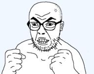 angry arm clenched_teeth closed_mouth ear glasses hand soyjak stubble template transparent_background variant:clittyjak vein // 719x570 // 20.5KB