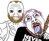 ACK! ack black_shirt coomer hair hanged hanging meta:tagme mouth never_goon rape raping rope sex smile tongue tranny trans troon variant:bernd white_skin // 573x479 // 212.3KB