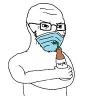 bottle coronavirus_pandemic crossed_arms drink drinking_soylent drinking_straw glasses holding_object holding_soylent mask mouth_mask plastic_bottle smug soy soyjak soylent soylent_bottle surgical_mask variant:soyak // 585x640 // 36.9KB