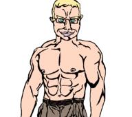a10_eyes aryan belt blond blue_eyes clothes eyes_like_the_o-o-cean germanic glasses hyperborean_stare looking_at_you muscles muscular_male nordic smile smirk variant:chudjak white_skin yellow_hair übermensch // 1056x937 // 34.2KB