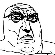 closed_mouth frown glasses punisher_face soyjak variant:tony_soprano_soyjak // 600x600 // 69.9KB