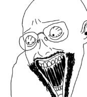 ear glasses mustache open_mouth soyjak stubble variant:unknown // 777x869 // 12.9KB