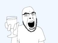 arm clothes drink glasses hair hand holding_object open_mouth soyjak stubble teeth toast transparent_background tshirt variant:cobson // 1774x1330 // 91.0KB