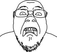 disgusted glasses looking_at_you open_mouth soyjak stubble variant:bernd // 1106x1012 // 68.6KB