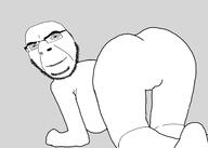 ass breasts closed_mouth full_body glasses hair smile soyjak stubble v_(4chan) variant:cobson vidya_butts // 2541x1811 // 273.2KB
