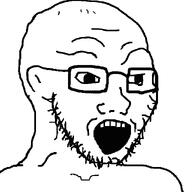 beard glasses meta:ai_generated meta:not_oc open_mouth soyjak strange variant:soyak weird // 1024x1024 // 24.4KB