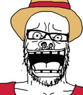 anime clothes glasses hat monkey_d_luffy one_piece open_mouth soyjak stubble variant:a24_slowburn_soyjak // 454x520 // 10.6KB